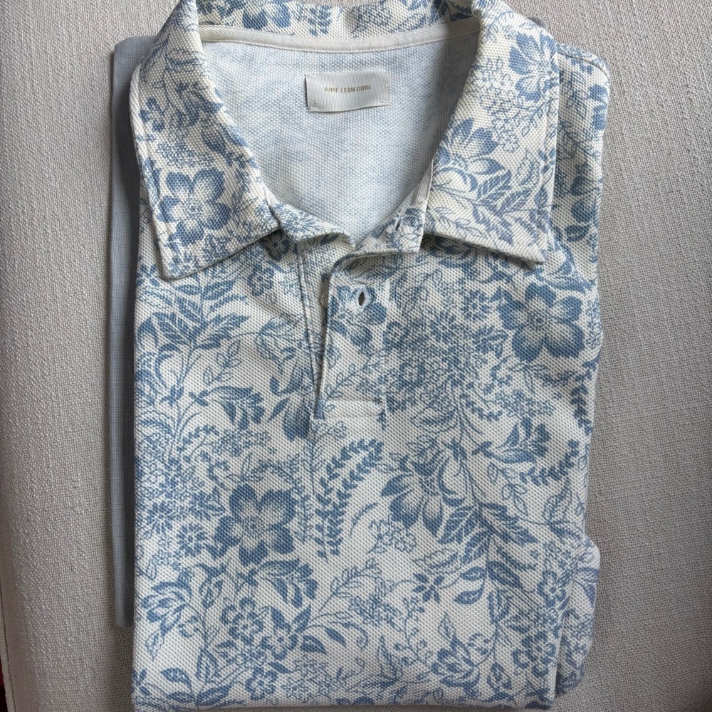 Aimé Leon Dore Printed Piqué Polo 'Blue Floral’